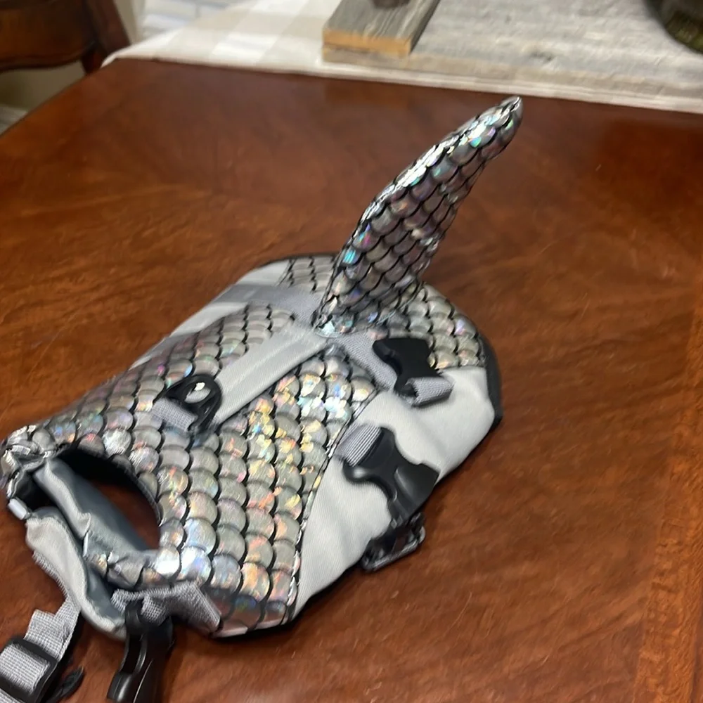 Kouser Dog Life Jacket Life Vest Flotation Device Silver shark new xs